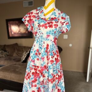 J.Peterman vintage shawl watercolor dress